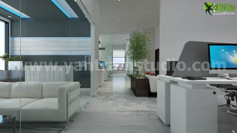 Office 3D Interior Rendering Beautiful Lobby Design Ideas Texas USA